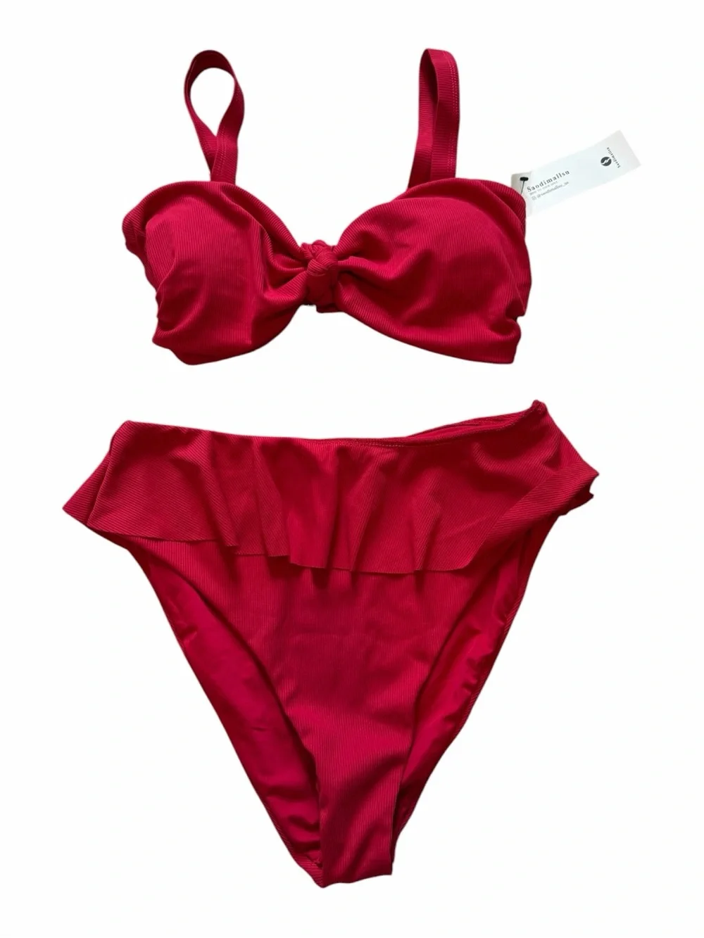 Red Ruffle Two-Piece Bikini